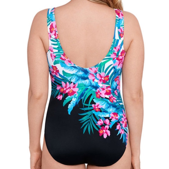 Longitude Fiji Isle Floral High Neck One Piece Swimsuit Women's Size 8 - Picture 3 of 17